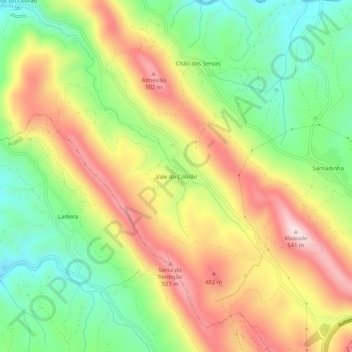 Topografische kaart Vale do Cobrão, hoogte, reliëf
