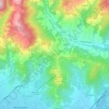 Topografische kaart Vico, hoogte, reliëf