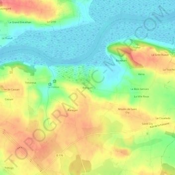 Topografische kaart Bringuin, hoogte, reliëf