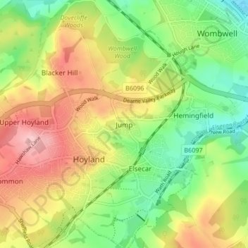 Topografische kaart Jump, hoogte, reliëf