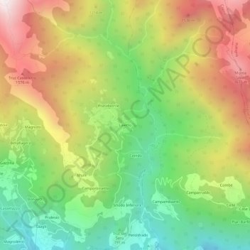 Topografische kaart Laietto, hoogte, reliëf