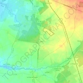 Topografische kaart Le Bois, hoogte, reliëf