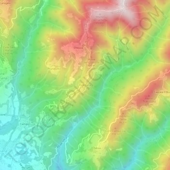 Topografische kaart Pellizzana, hoogte, reliëf