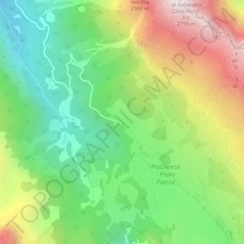 Topografische kaart Plätzwiese, hoogte, reliëf