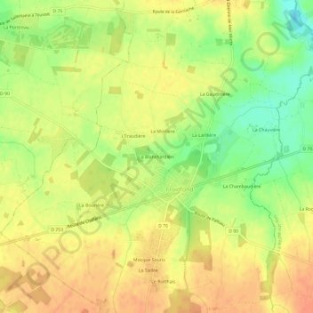Topografische kaart La Blanchardière, hoogte, reliëf