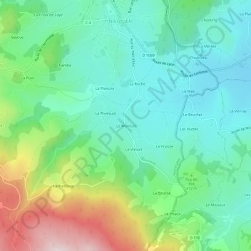 Topografische kaart Le Montcel, hoogte, reliëf