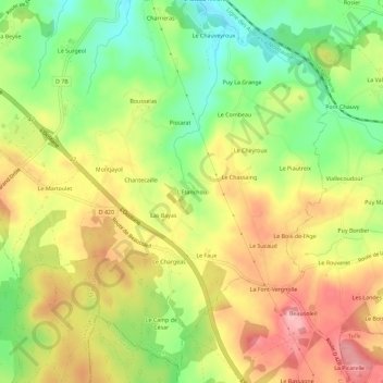 Topografische kaart L'Etanchou, hoogte, reliëf