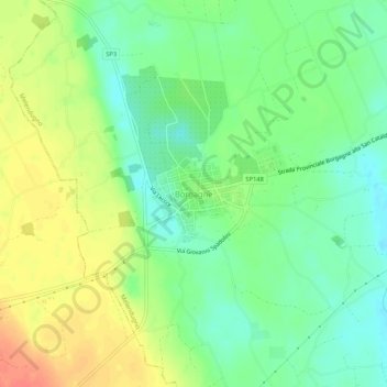 Topografische kaart Borgagne, hoogte, reliëf