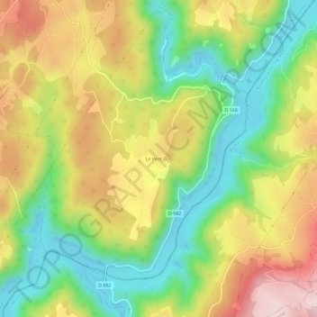 Topografische kaart Le Vent-Bas, hoogte, reliëf
