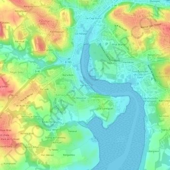 Topografische kaart Ker Élise, hoogte, reliëf