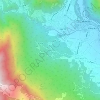 Topografische kaart Lago, hoogte, reliëf