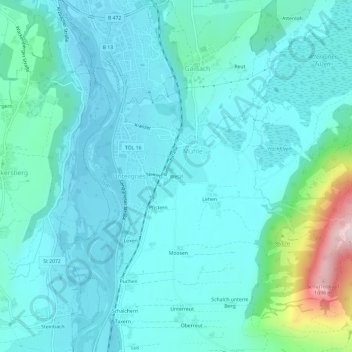 Topografische kaart Wetzl, hoogte, reliëf