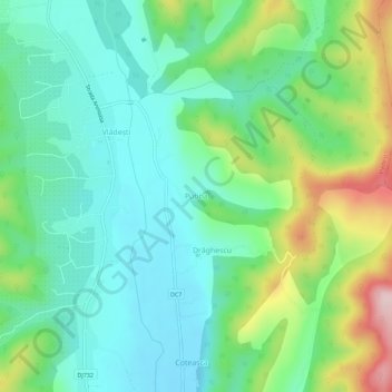 Topografische kaart Putina, hoogte, reliëf