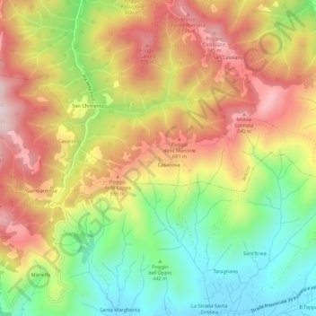 Topografische kaart Caldese, hoogte, reliëf