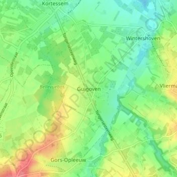 Topografische kaart Guigoven, hoogte, reliëf