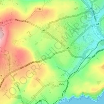 Topografische kaart Ballakinnish, hoogte, reliëf