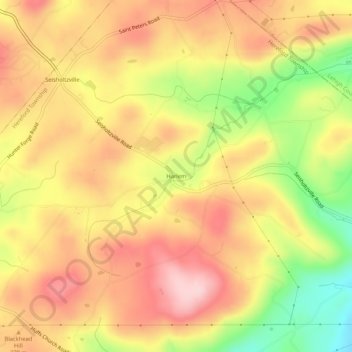 Topografische kaart Harlem, hoogte, reliëf