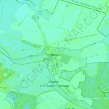 Topografische kaart Sückau, hoogte, reliëf