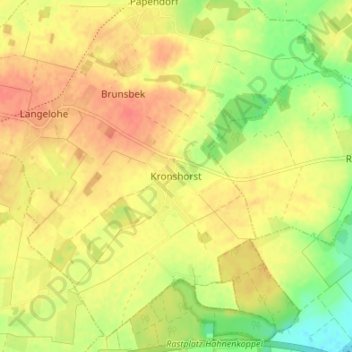 Topografische kaart Kronshorst, hoogte, reliëf
