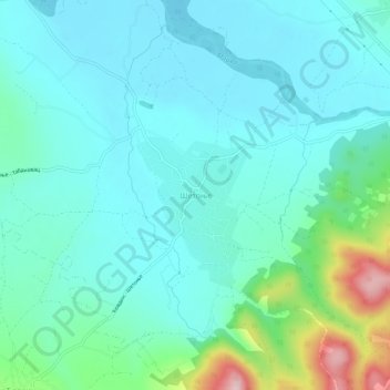 Topografische kaart Шетоње, hoogte, reliëf