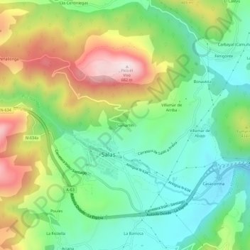 Topografische kaart San Martín, hoogte, reliëf