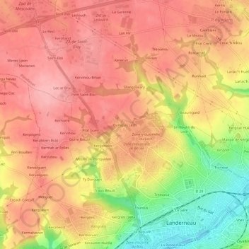 Topografische kaart Quinquis Lech, hoogte, reliëf