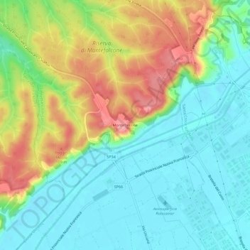 Topografische kaart Montefalcone, hoogte, reliëf