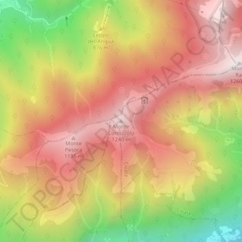 Topografische kaart Monte Cornizzolo, hoogte, reliëf
