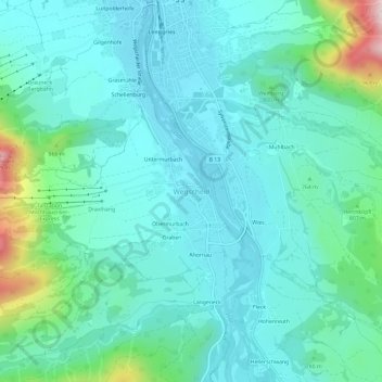 Topografische kaart Wegscheid, hoogte, reliëf