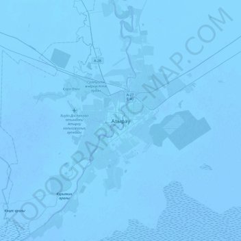 Topografische kaart Атырау, hoogte, reliëf