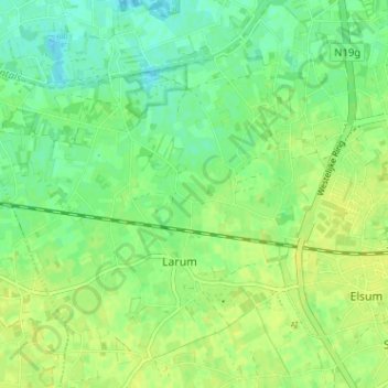 Topografische kaart Rauwelkoven, hoogte, reliëf