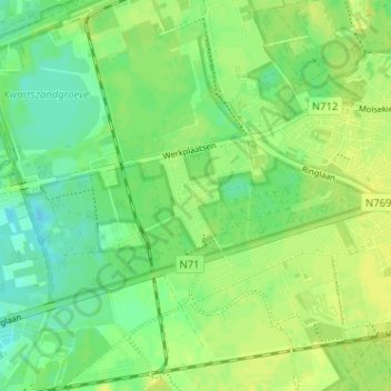 Topografische kaart Lommel-Werkplaatsen, hoogte, reliëf