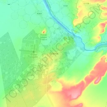 Topografische kaart Orania, hoogte, reliëf