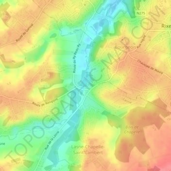 Topografische kaart Renipont, hoogte, reliëf