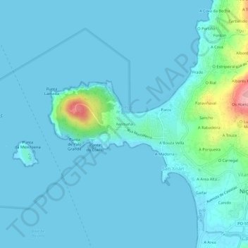 Topografische kaart Xermaña, hoogte, reliëf