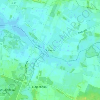 Topografische kaart Soholm, hoogte, reliëf