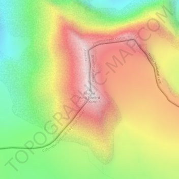 Topografische kaart Mount King Edward, hoogte, reliëf