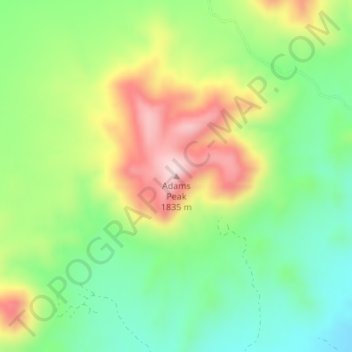 Topografische kaart Adams Peak, hoogte, reliëf