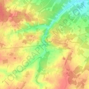Topografische kaart Le Pont, hoogte, reliëf