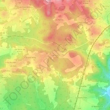 Topografische kaart Les Fayes, hoogte, reliëf