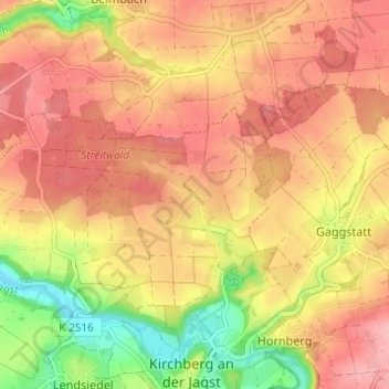 Topografische kaart Weckelweiler, hoogte, reliëf