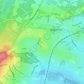 Topografische kaart Cargate Hill, hoogte, reliëf