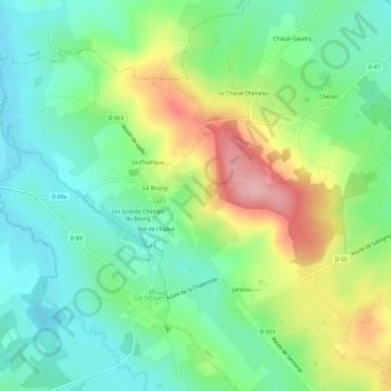 Topografische kaart La Marne Perau, hoogte, reliëf