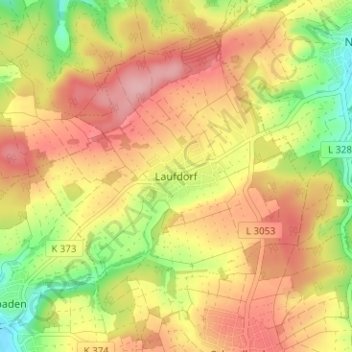 Topografische kaart Laufdorf, hoogte, reliëf