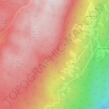 Topografische kaart Coulmes sur Rieux, hoogte, reliëf