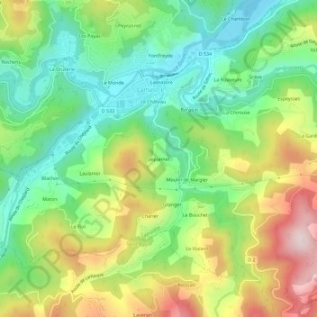 Topografische kaart Jaquamet, hoogte, reliëf