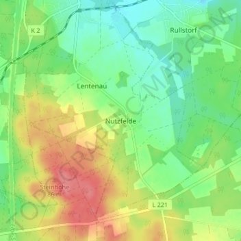 Topografische kaart Nutzfelde, hoogte, reliëf