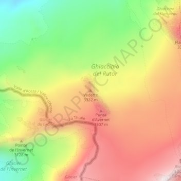 Topografische kaart Vedette, hoogte, reliëf