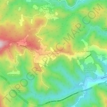 Topografische kaart Mattarana, hoogte, reliëf