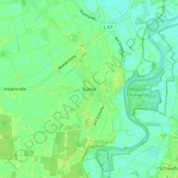 Topografische kaart Rühle, hoogte, reliëf